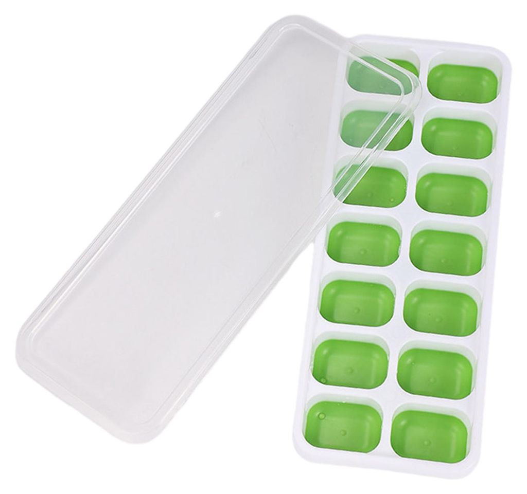 Silikon-Eiswürfelform mit Deckel, BPA-frei, für Gefrierschrank, Ein-Klick-Entriegelung, großes Fassungsvermögen, ideal für Hausbar und Küche