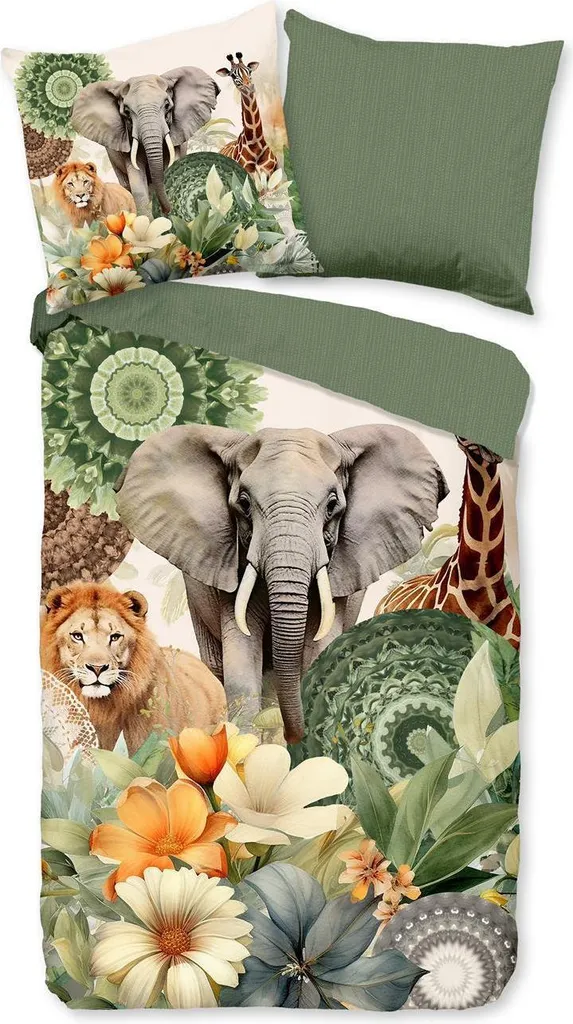 Set Letto 200x200 Raso Mako Hip Sagadar Mandala Safari Verde