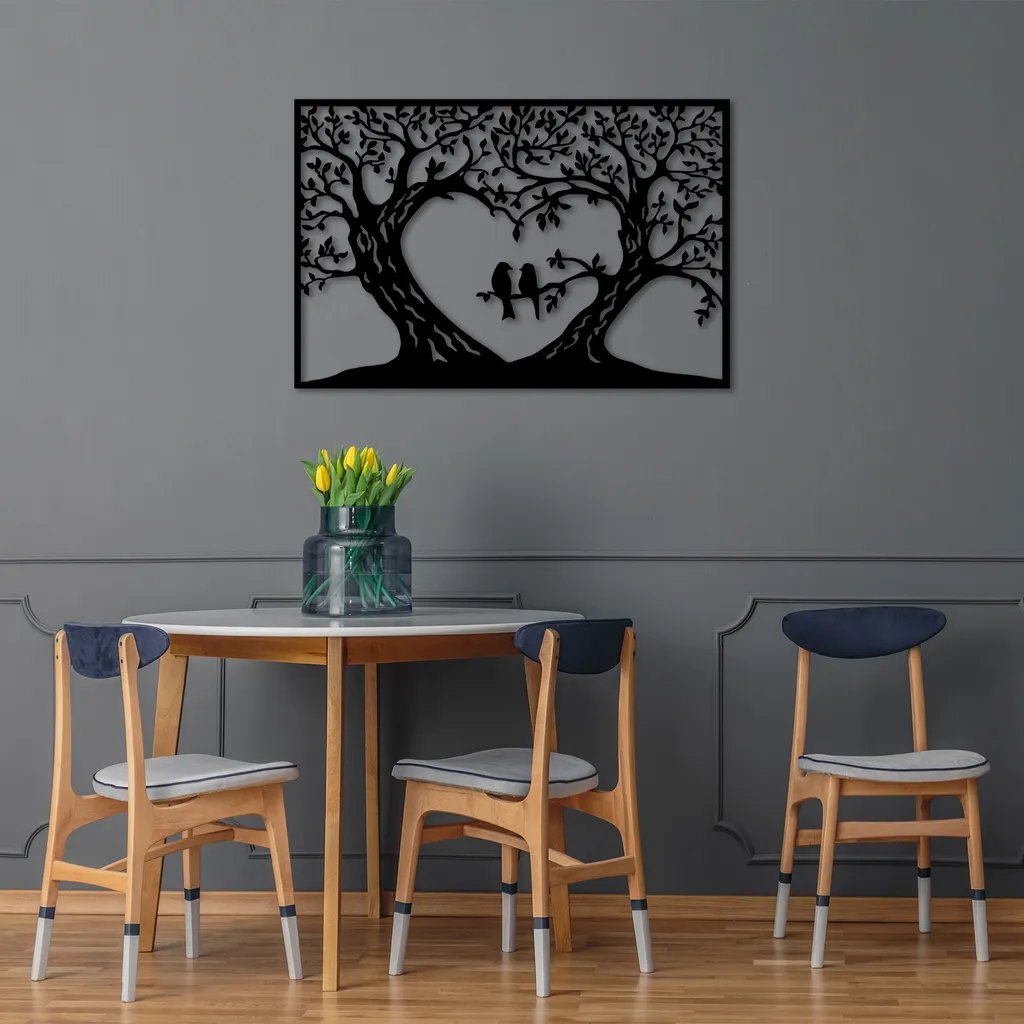 Wallity Uccelli Nero in Metallo 90x60 | Decorazione Artigianale Casa