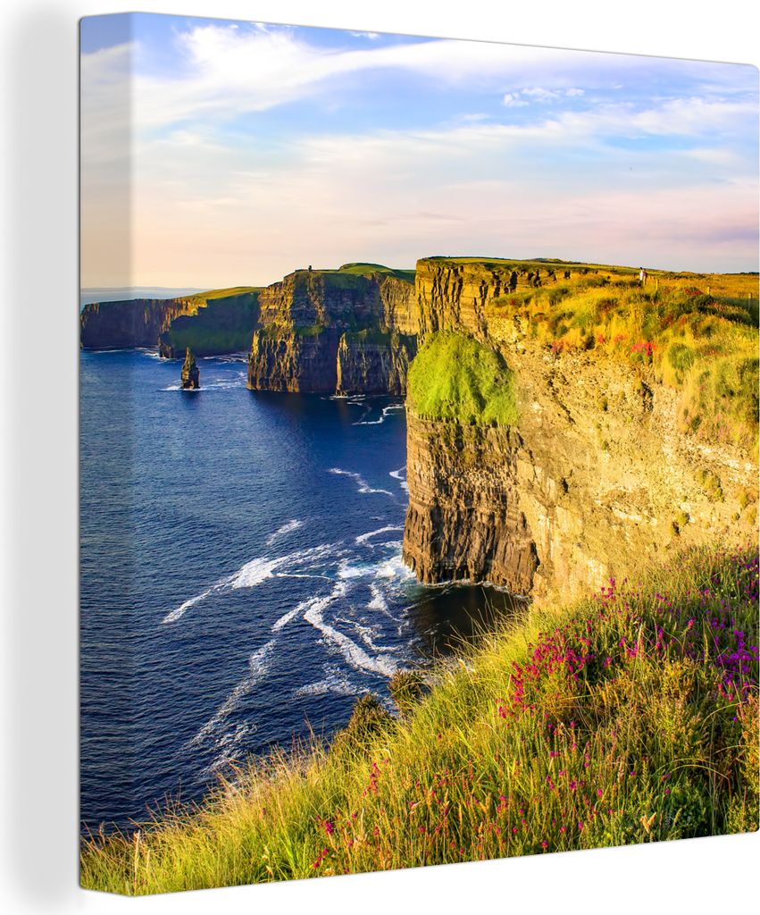 MuchoWow - Leinwandbilder - Kalkstein von den Cliffs of Moher in Irland, Wandbild, Wanddeko Bilder Wohnzimmer, 50x50 cm