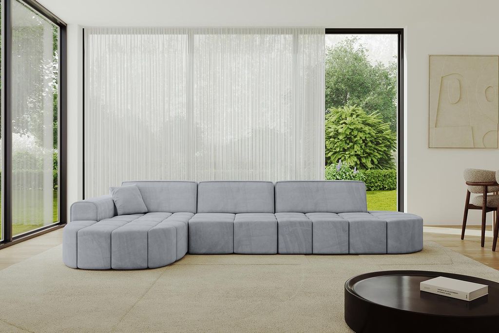 ALTDECOR Ecksofa in L-Form Livo-L2 - 337x173x79,5 Grau - Corner Sofa Bett Eckcouch Couch Wohnlandschaft Cauchsofa
