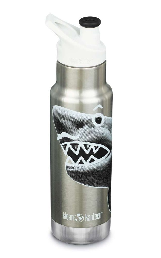 Klean Kanteen 355ml Kid Kanteen Classic Haie weiß Sport Cap Isoliert