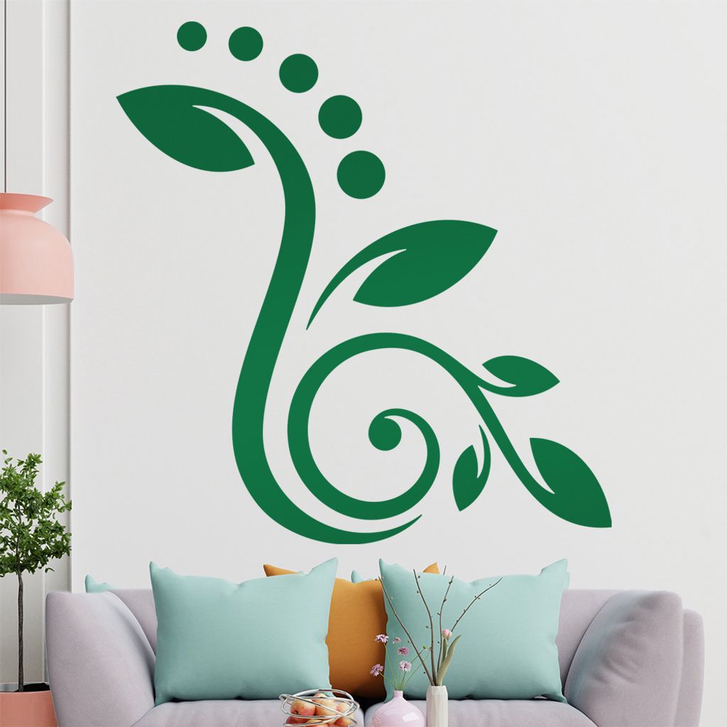 Blüte - Linien Punkte Wandtattoo in 6 Größen - Wandaufkleber Wall Sticker - Dekoration, Küche, Wohnzimmer, Schlafzimmer, Badezimmer