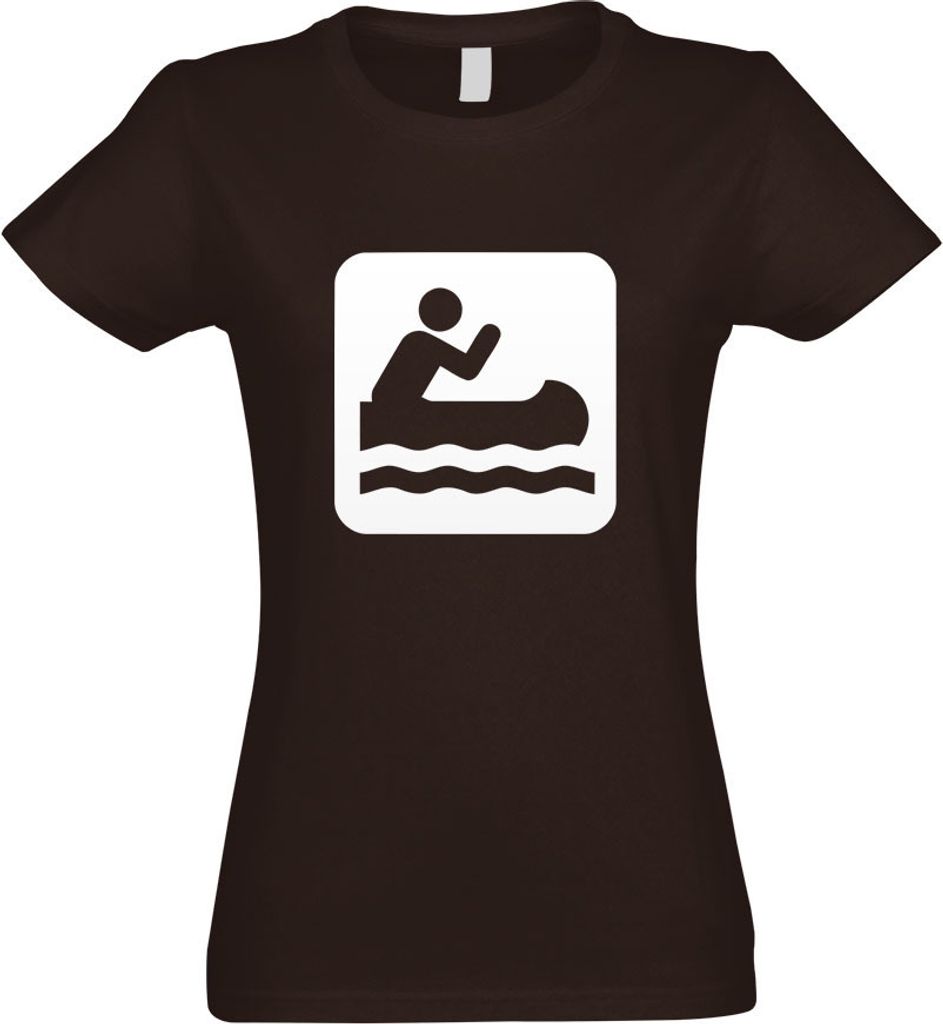 Kiwistar - T-Shirt tailliert - Damen - Chocolate - Kanu Kayak Paddeln Piktogramme - mit Motiv Bedruckt - Funshirt Design - Sport - Freizeit - Damen...