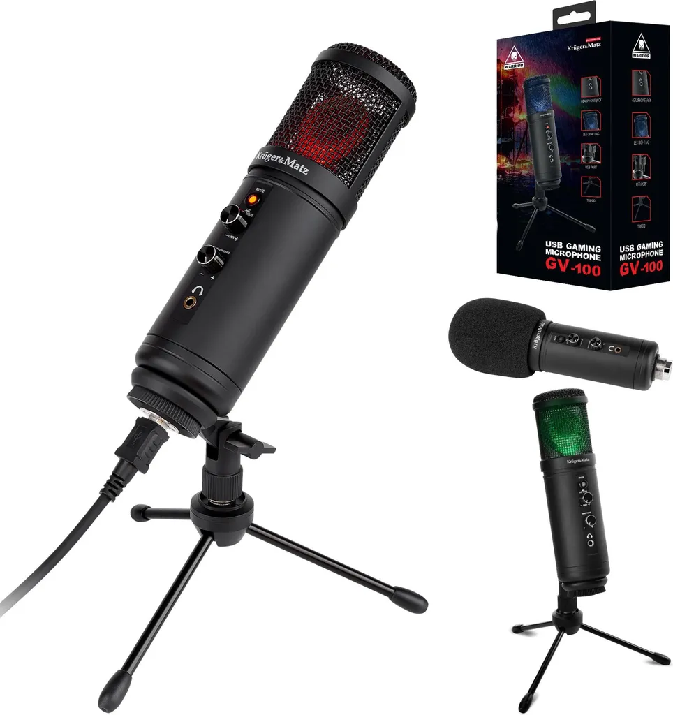 KRUGER & MATZ Warrior GV-100 Microfono USB per giochi e vlogger - 8