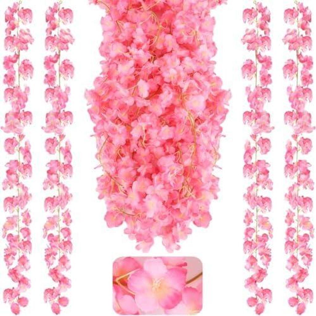 4 Stück Kirschblüten Künstliche Blumen Girlande 180cm Kirschblüten Deko Blumengirlande Kunstblumen Seidenblumen Hängend Vines für Hochzeit Ga...