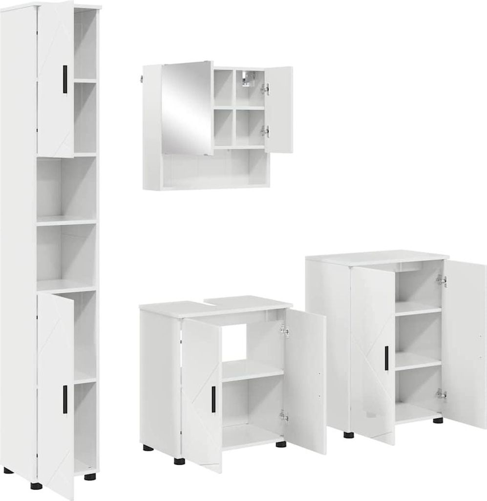 "WINTER SALE" Badezimmermöbel-Set 4er Set,multifunktional& Moderne - Hochglanz Weiß Holzwerkstoff & Metall - Spiegelschränke NEU2333943