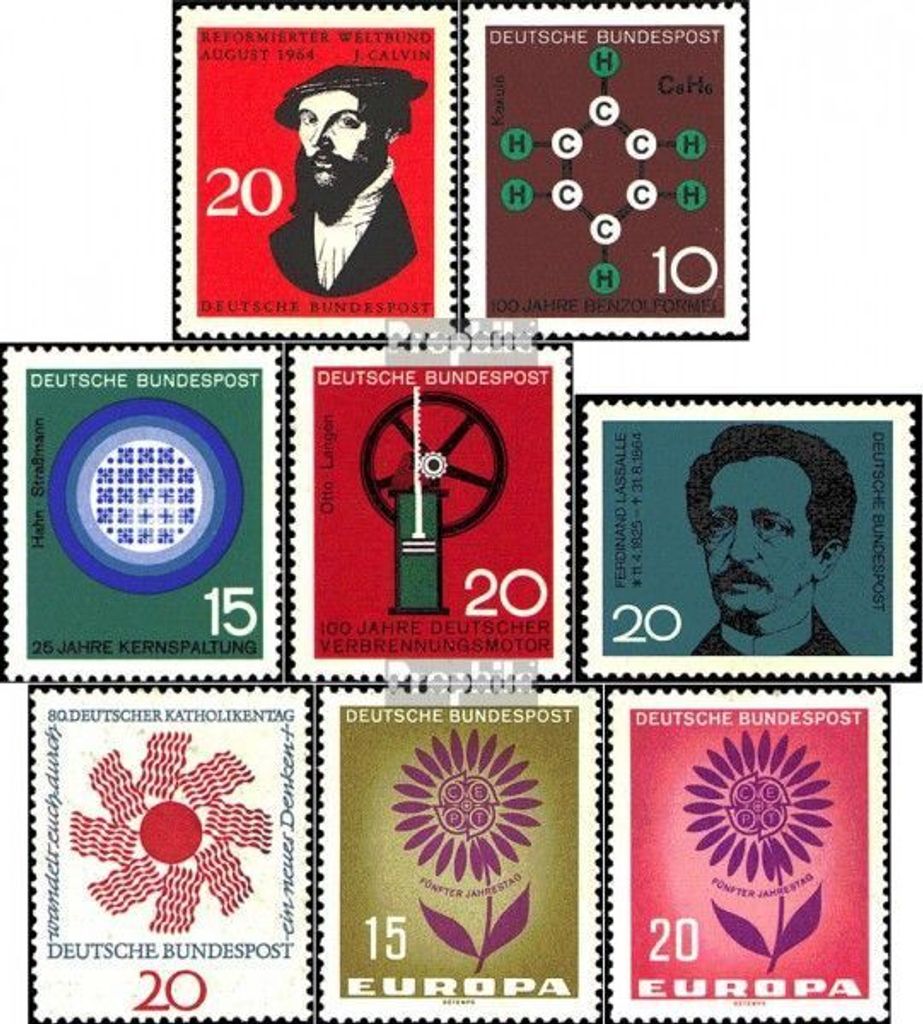 Briefmarken BRD (BR.Deutschland) 1964 Mi 439,440-442,443,444, 445-446 (kompl.Ausg.) postfrisch Tagung des reformierten Weltbundes