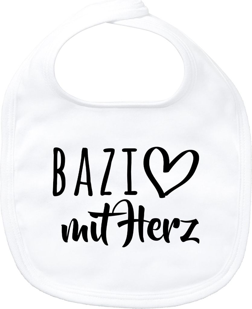Huuraa Baby Lätzchen Bazi mit Herz White Klettverschluss Baumwolle Latz Geschenkidee