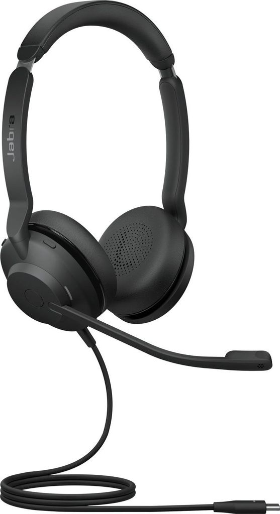 A black Jabra Evolve2 30 SE UC Stereo headset with a microphone boom is shown against a white background.