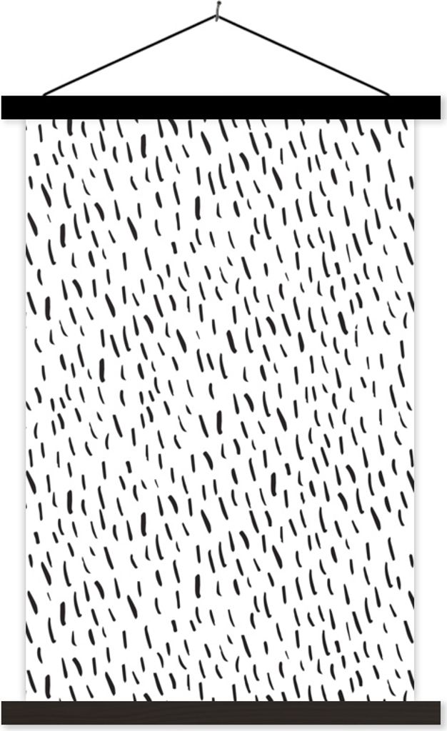 MuchoWow Textilposter Sommer - Linien - Schwarz - Weiß 40x60 cm mit schwarzem Rahmen - Wanddekorationen