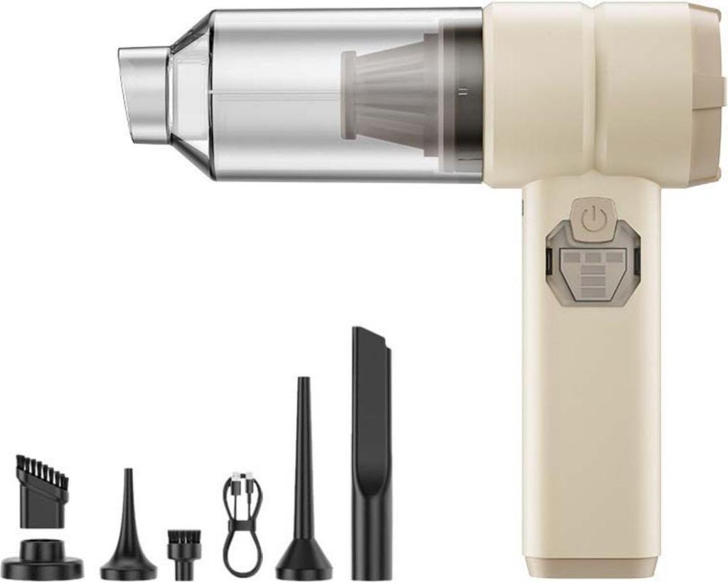 INF Brushless Akku-Handstaubsauger für Auto & Zuhause - 14000Pa, Mehrdüsen Beige