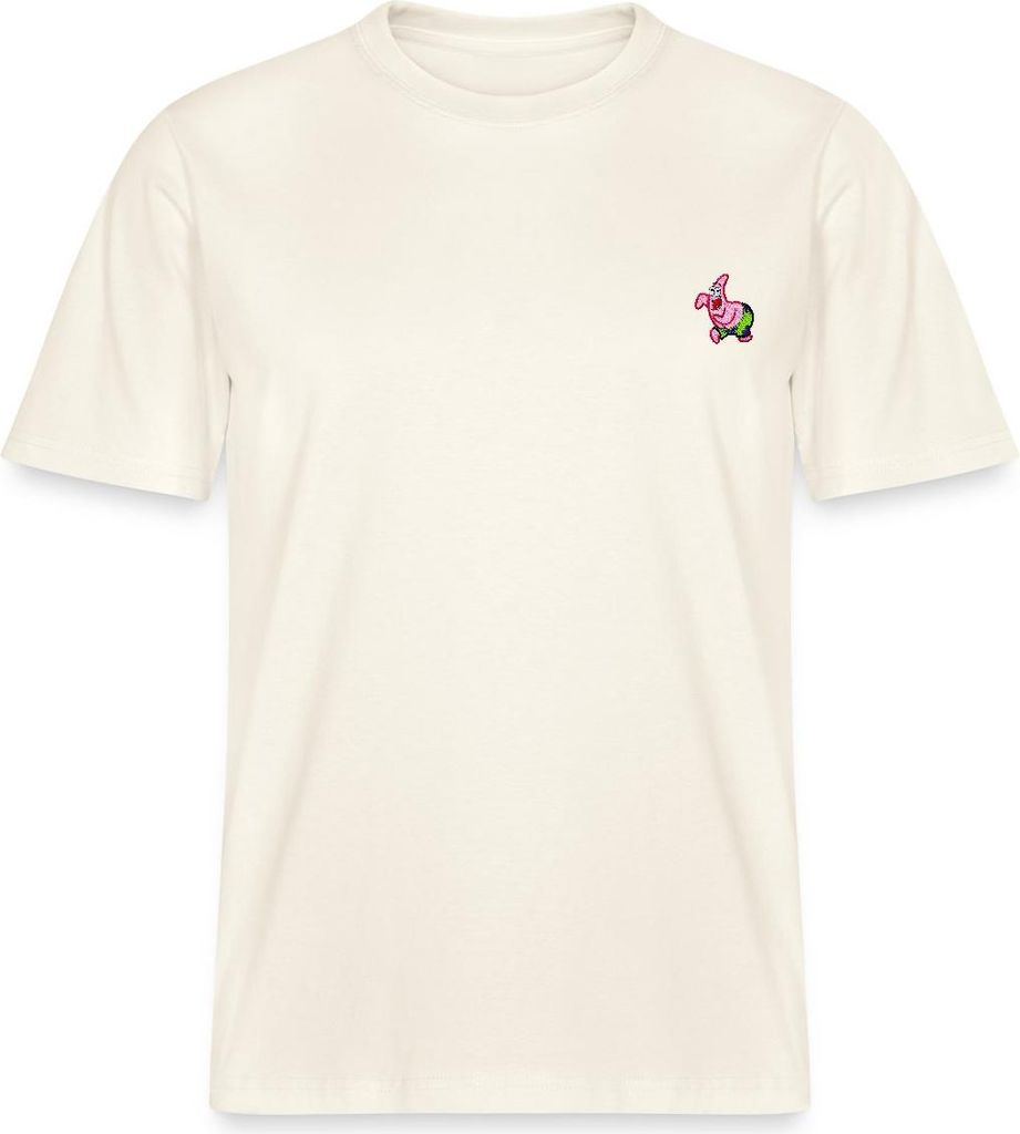 Spreadshirt SpongeBob Schwammkopf Patrick Star Stick-Motiv Relaxed Fit Uni T-Shirt, M, Naturweiß