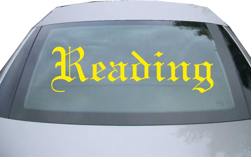 Indigos UG - Aufkleber Heckscheibe & Motorklappe DE6661 - gelb - 600x171 mm - Reading - Auto Scheiben Fenster Heckklappe Tuning Racing JDM - Die cut
