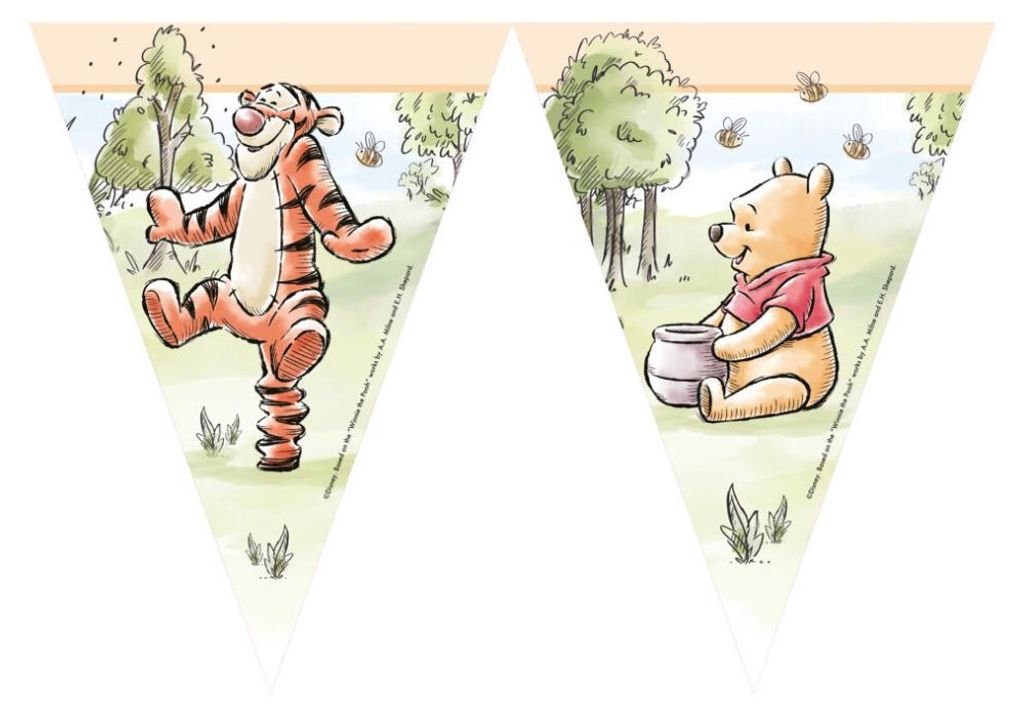 Wimpelketting van papier, Winnie de Pooh en de natuur Productafbeelding 