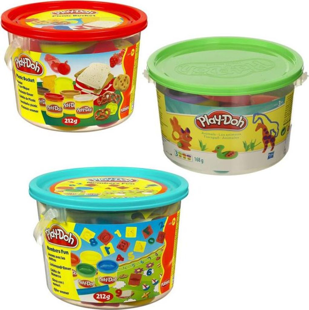 Hasbro Play-Doh Tiere Zahlen Picknick Spiel Eimer Förmchen mit je 226g Spiel Knete