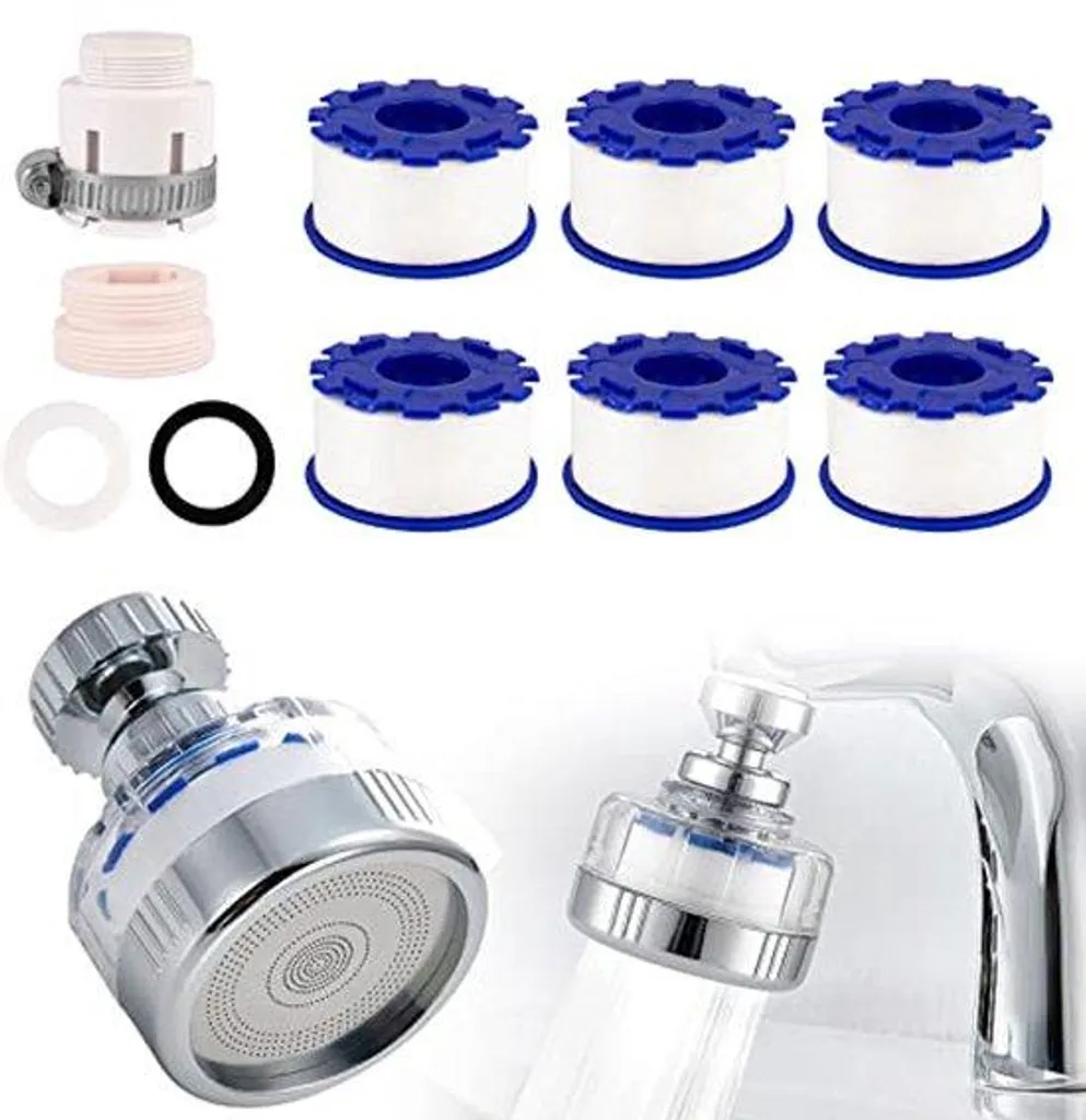 Robinet pivotant pour cuisine avec pack de 6 filtres contre le calcaire