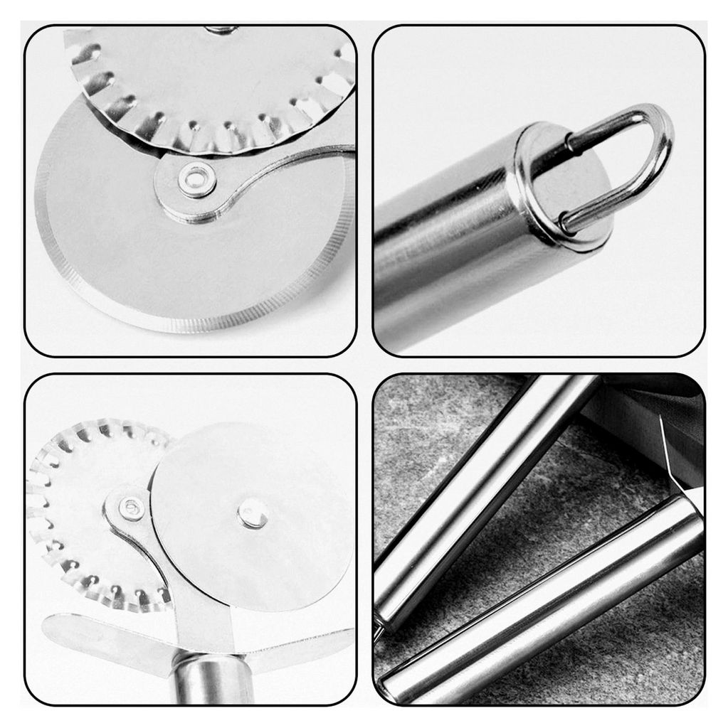 2-teiliges Doppelrad-Teigschneider-Set, Multifunktions-Edelstahlschneider, Brotpizza-Rollenmesser