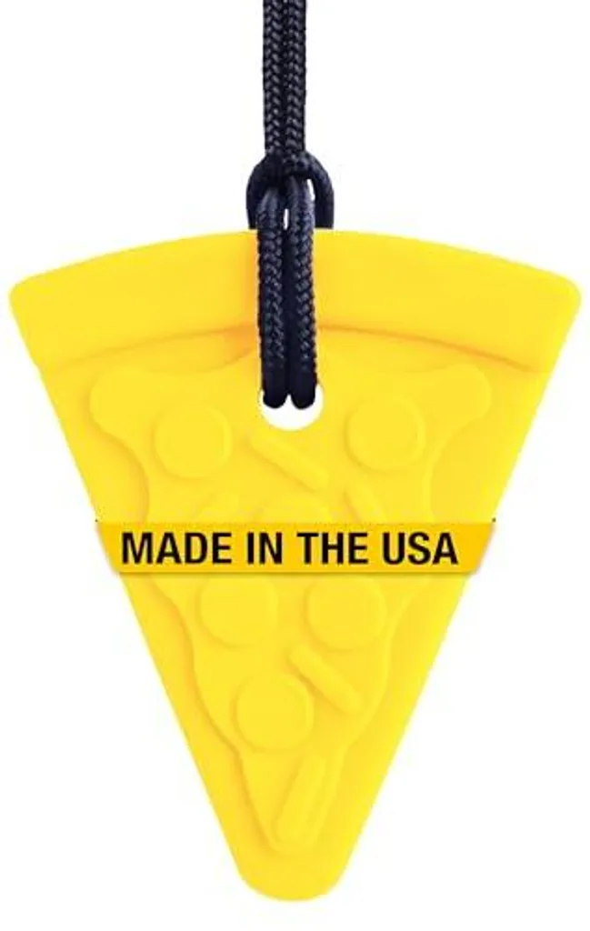 Collier de mastication sensoriel Pizza jaune pour enfant TDAH ou autisme