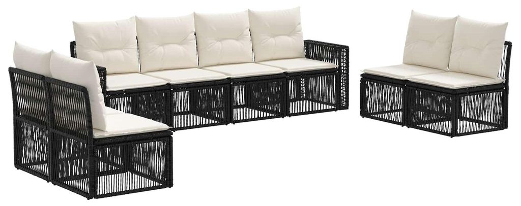 vidaXL Gartensofa-set 8 pcs Schwarz und Cremeweiß Poly-Rattan