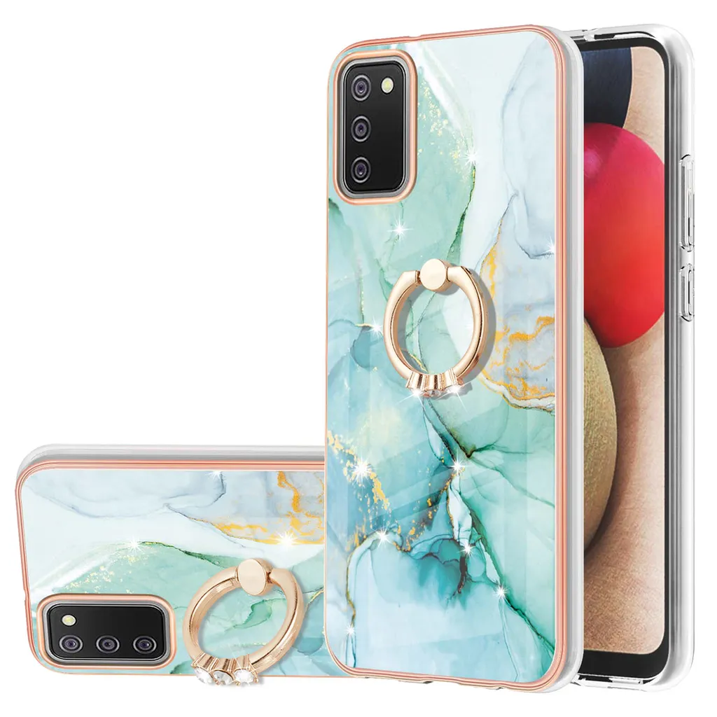 Regalo Perfetto: Custodia Marble Samsung A02S Caffè con Stand
