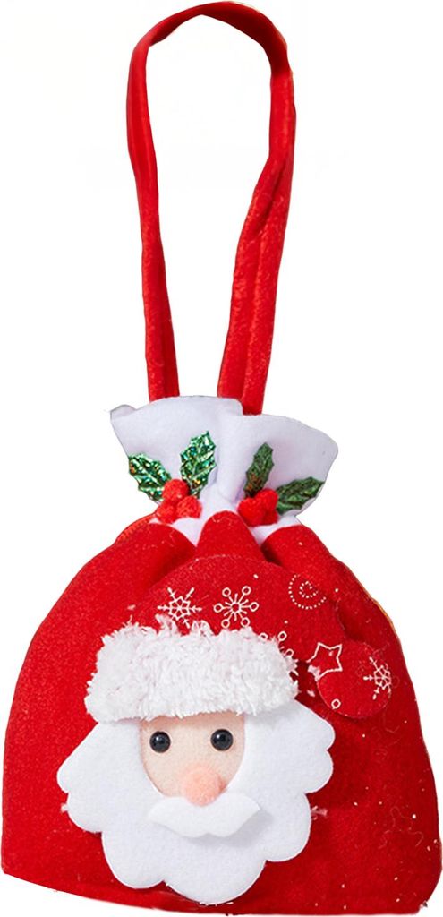 Weihnachtsgeschenktüten mit 3D-Schneemann-, Weihnachtsmann- und Elchmotiven, wiederverwendbare Jutesäcke mit Griff für Weihnachtsfeiern, Gastges...