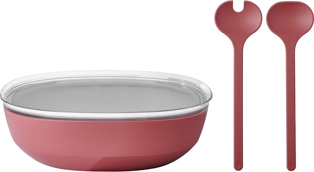 Mepal SILUETA Servierschale mit Deckel & Salatbesteck 4000 ml Vivid Mauve