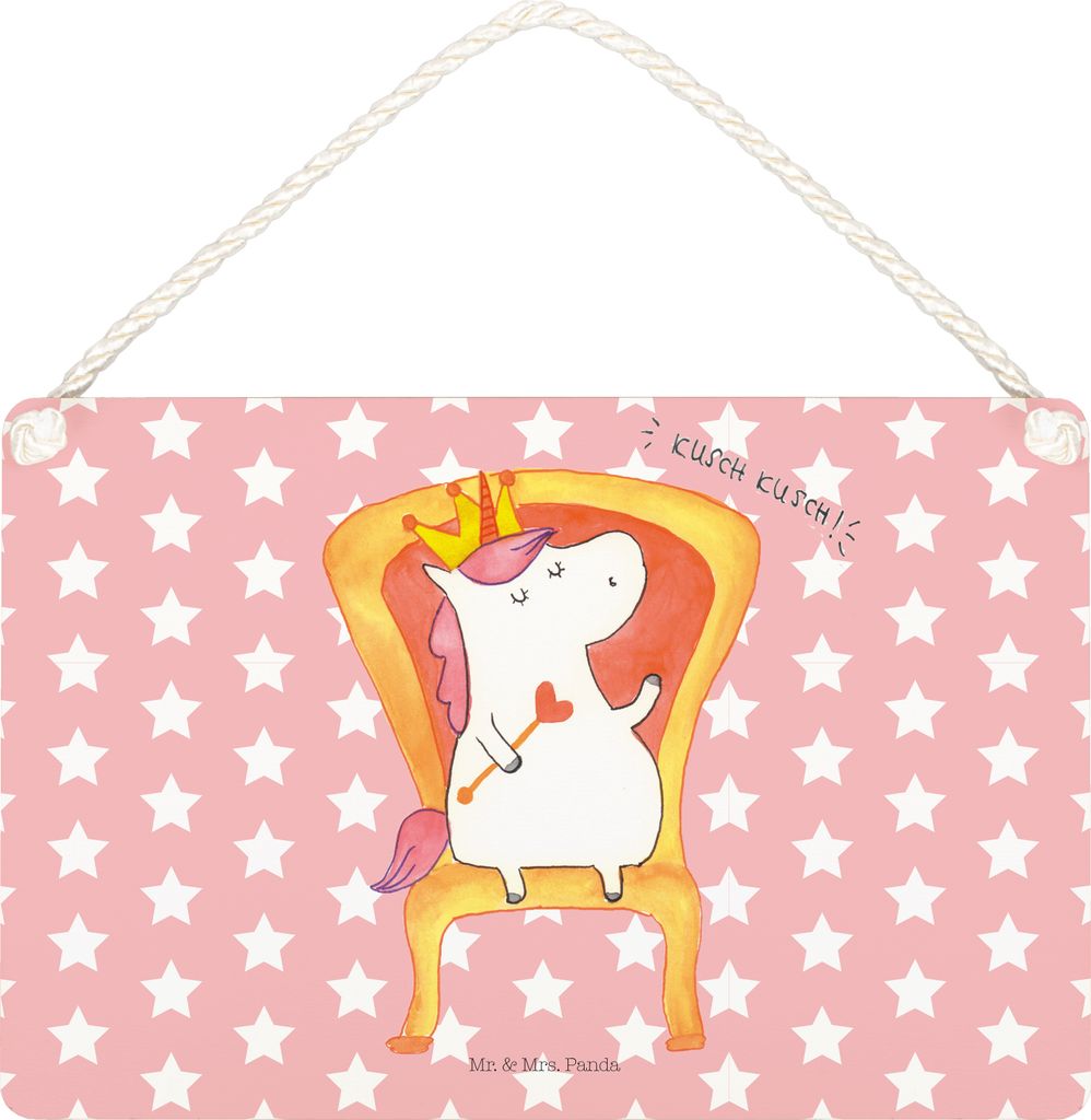 Mr. & Mrs. Panda wandtafel Einhorn König DIN A5 - Rot Pastell - Geschenk, Krone, Türschild, Dekoschild, Präsident, holzbild, Prinzessin, Schild,...