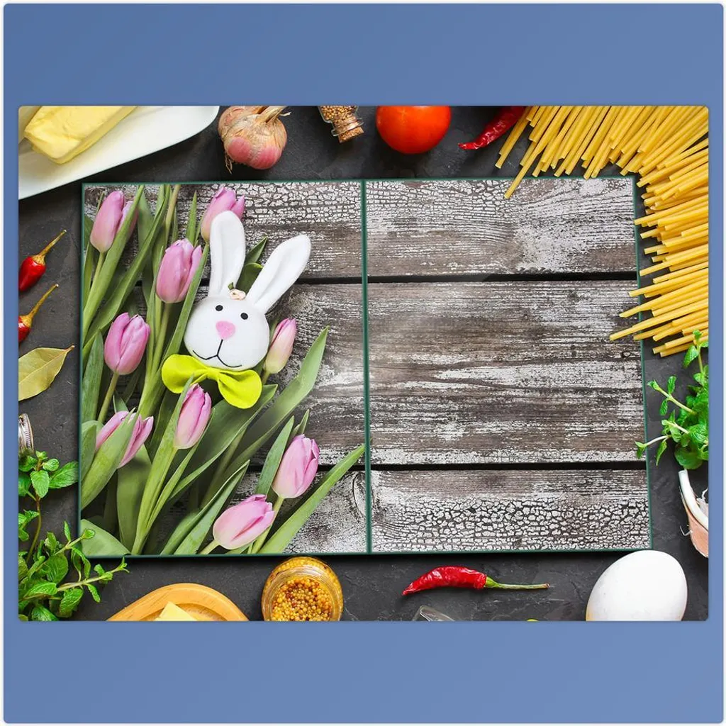 Piastra di copertura per piano cottura in ceramica 2 pezzi 2x40x52 fiori rosa copertura alzatina in vetro - 3