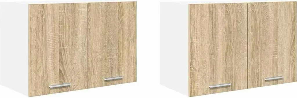 Set 2 Pensili Professionali 60x31x40 cm Rovere Sonoma e Bianco Ufficio