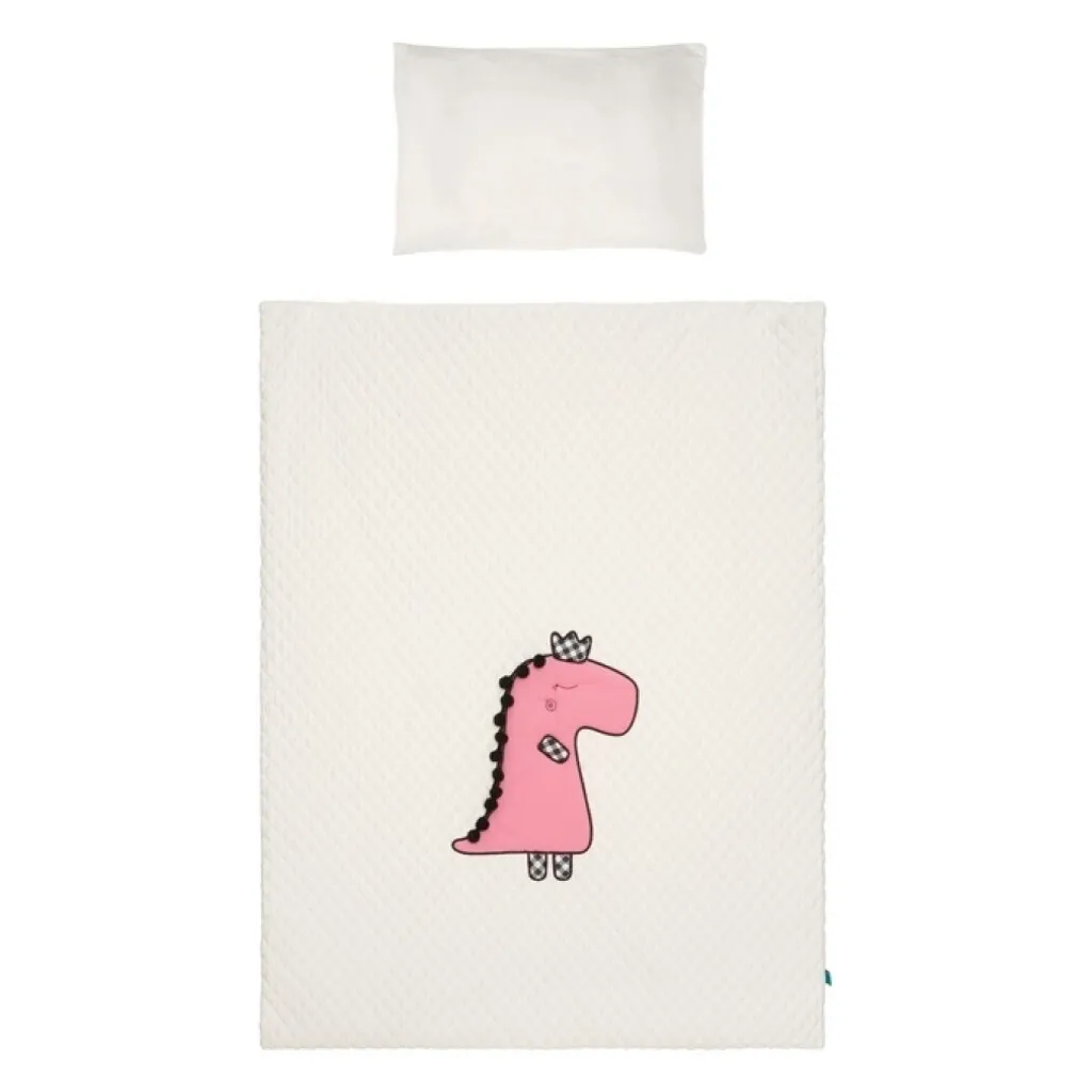Parure de lit Belisima Dino 3D rose et crème - Ensemble 3 pièces 100x135