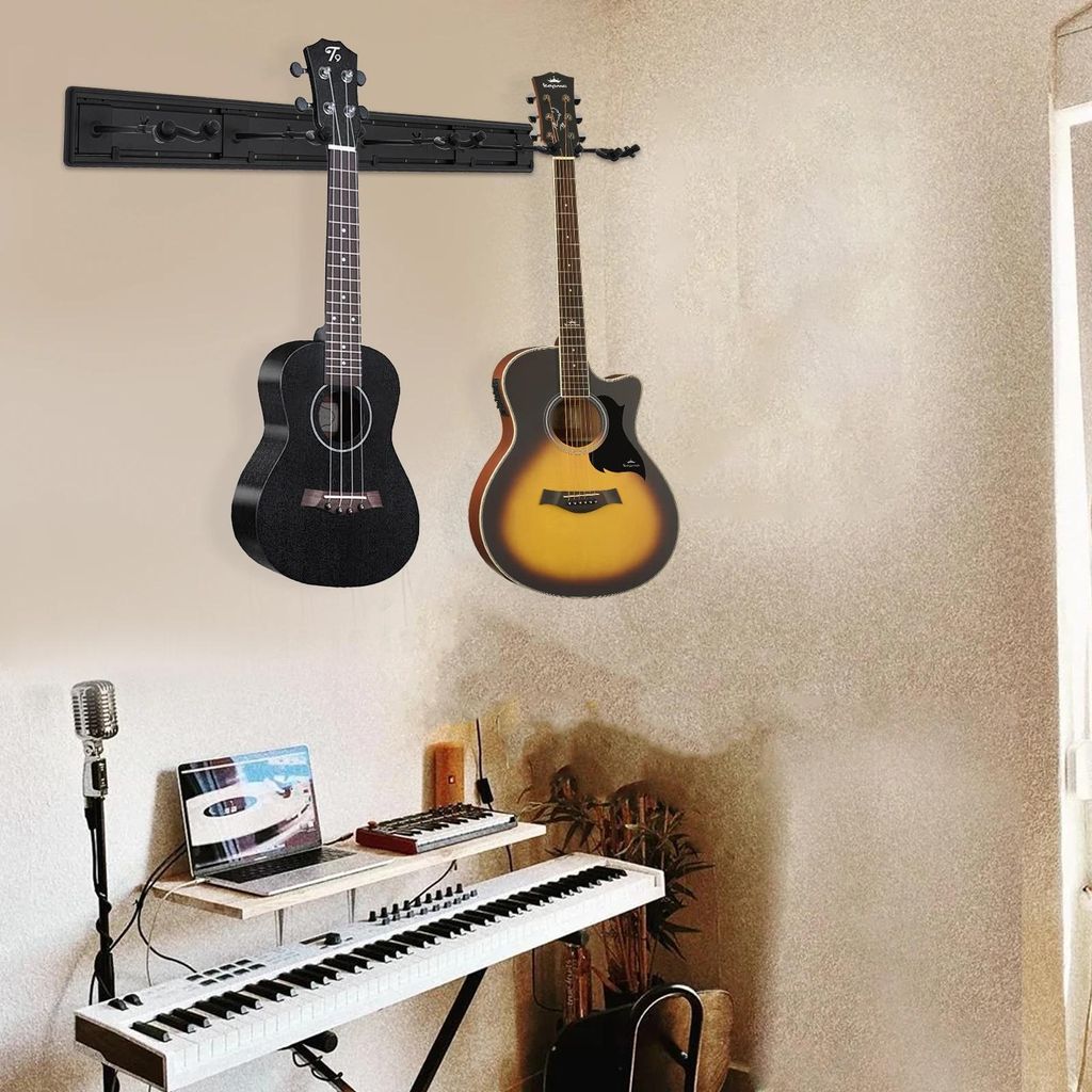 Gitarrenhalter - Wandmontage - 5 Haken - 180° verstellbare Haken - Aluminiumlegierung & ABS - 13,6–18,14 kg pro Haken - Für Gitarre/Ukulele/Vio...