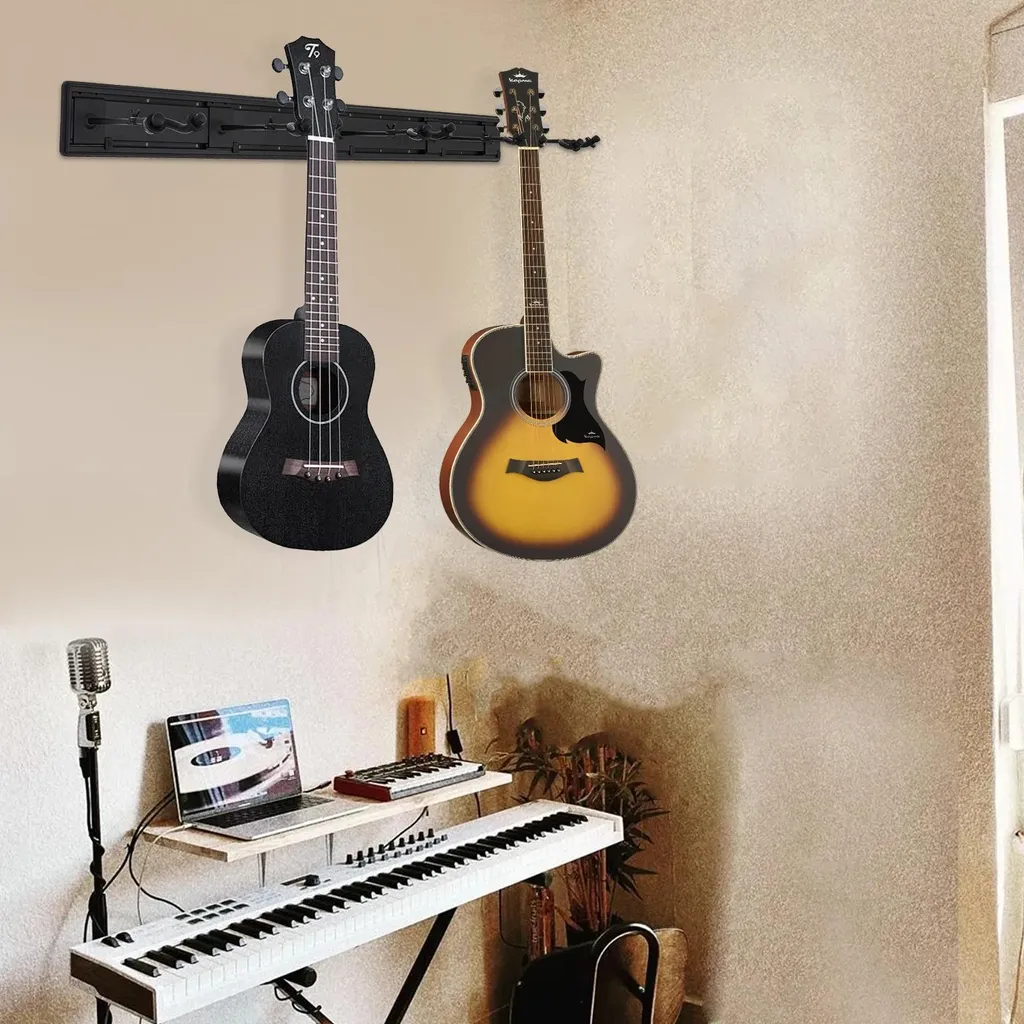 Support mural pour 5 instruments de musique idéal pour studio et salon