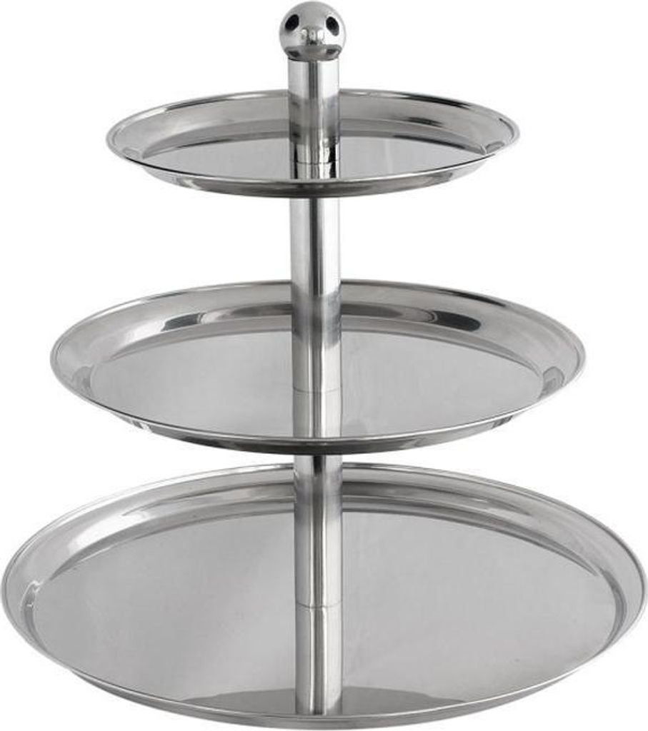 Etagere mit Kugelgriff, 3-stufig, Edelstahl, Höhe 50 cm
