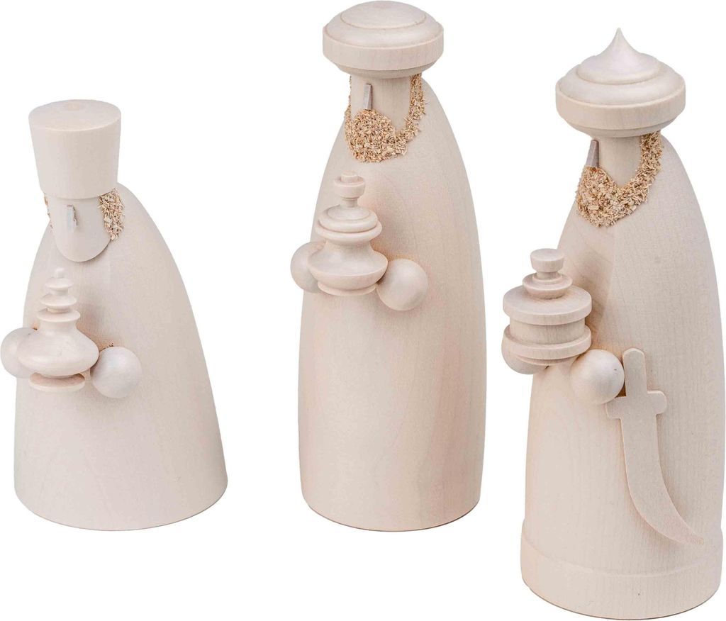 Krippenfigur Die drei Weisen weiß lasiert, stilisiert, 3-teilig Höhe 12cm NEU