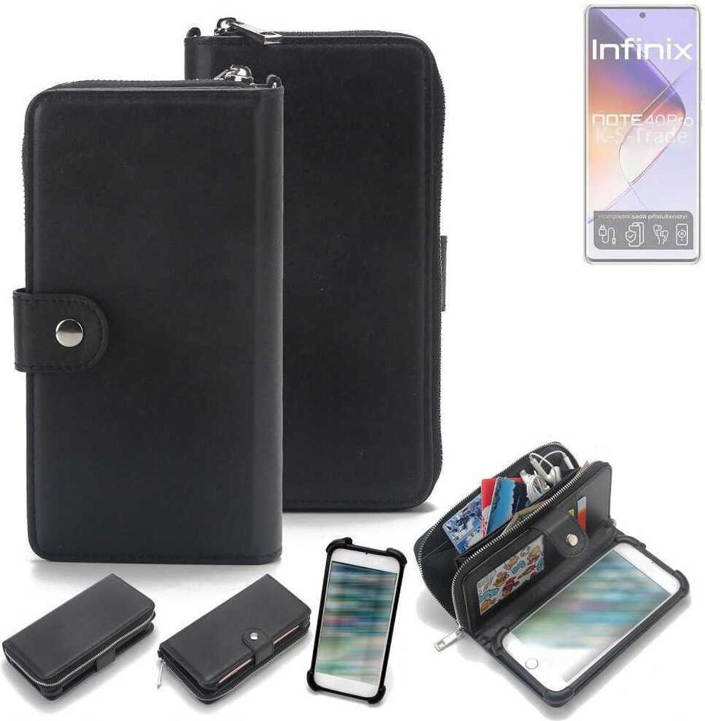 K-S-Trade 2in1 Handyhülle Schutzhülle kompatibel mit Infinix Note 40 Pro 5G & Portemonnee Cover Handy Hülle Case Etui Geldbörse Wallet Bookstyle