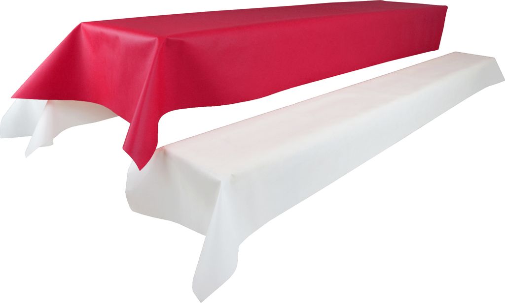 Sensalux abwaschbare Tischdecke, 1m x 2,5m, Pink, inkl. 2 weiße Bankauflagen