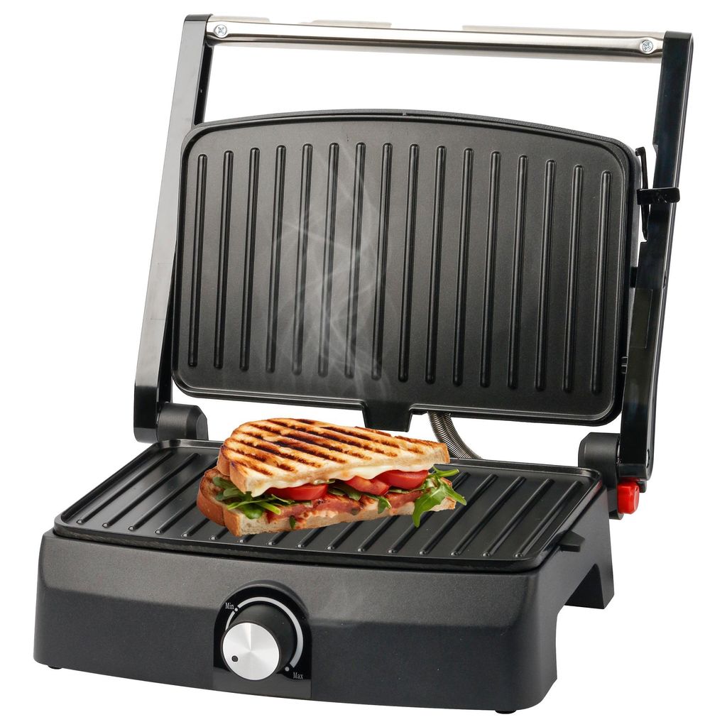 Emerio Kontaktgrill – Sandwichmaker – Grillfläche 23 × 14,5 cm – Panini-Grill – Kontaktgrill CG-130861 – Edelstahl / Schwarz