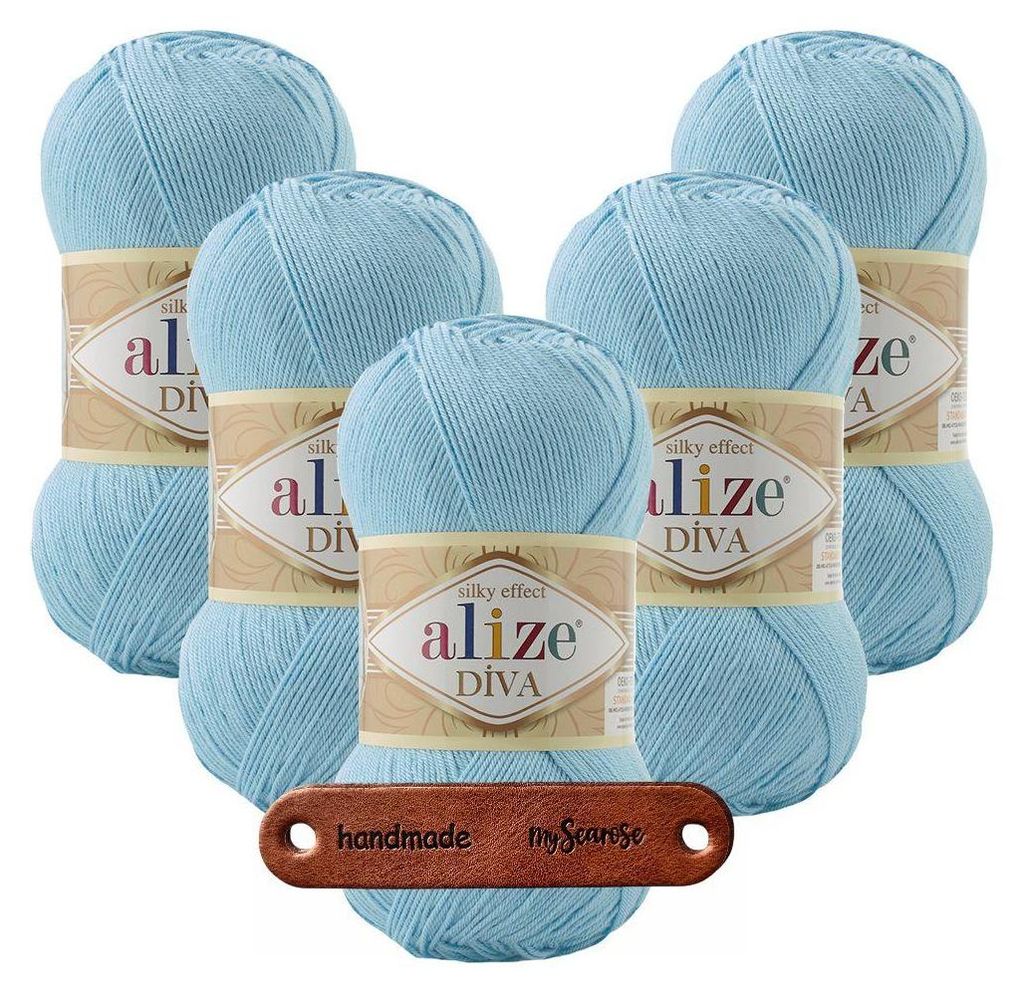 5 x ALIZE Diva 346 Sky Blue mit Label Produktbild 