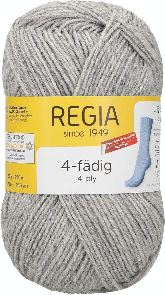 Schachenmayr REGIA 4-fädig Uni, 50g Light Grey Streaked Handstrickgarne