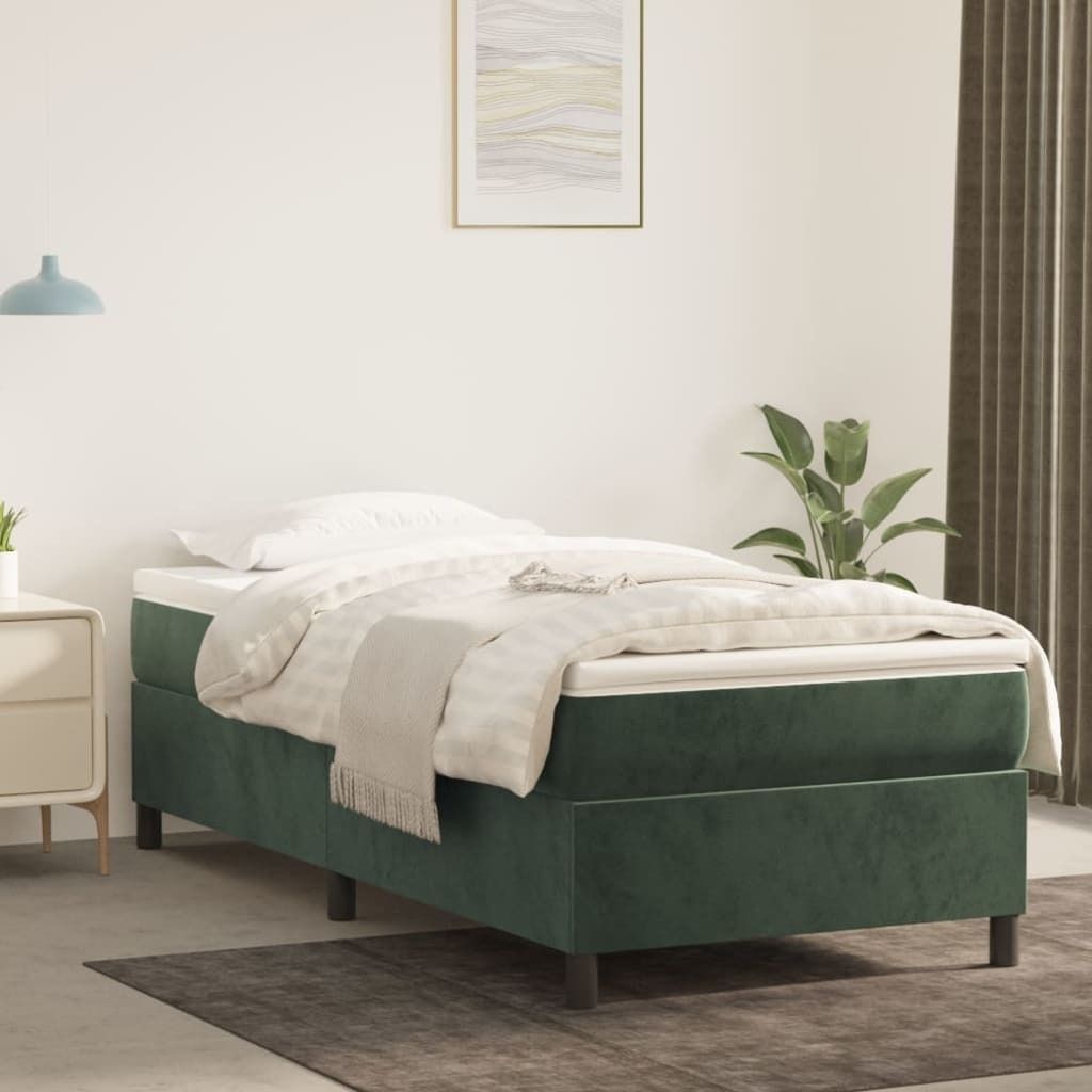 "Rabatt" Boxspring-Bettrahmen 2 Personen - Schlafzimmerbett - Dunkelgrün 100x200 cm Samt - Klassische Betten CC4614