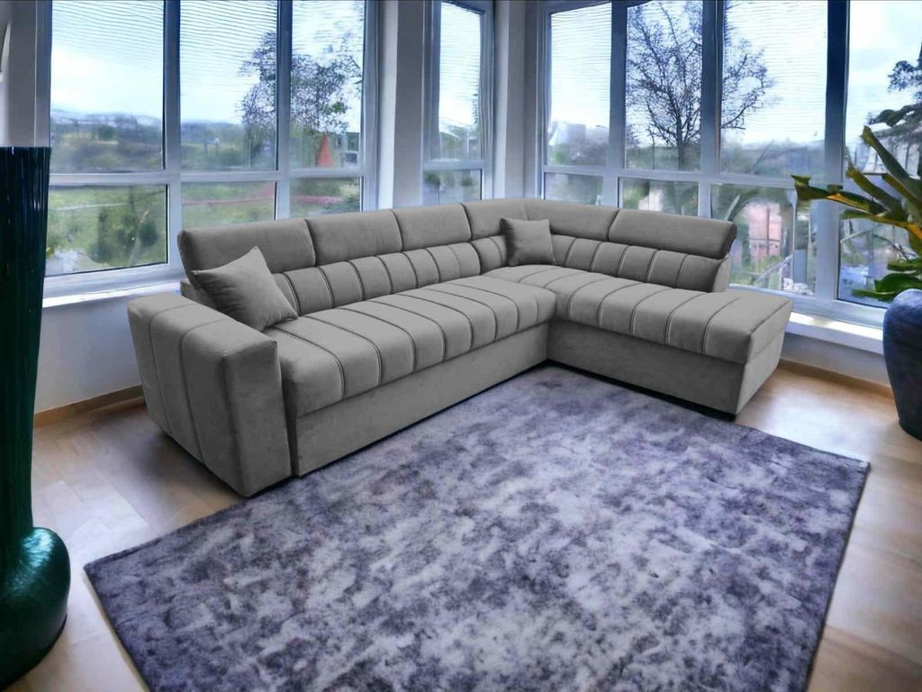 FurMeb24 ECKSOFA KENNO L 252 x 170 cm HELLGRAU - rechte Seite - mit bettkasten und schlaffunktion