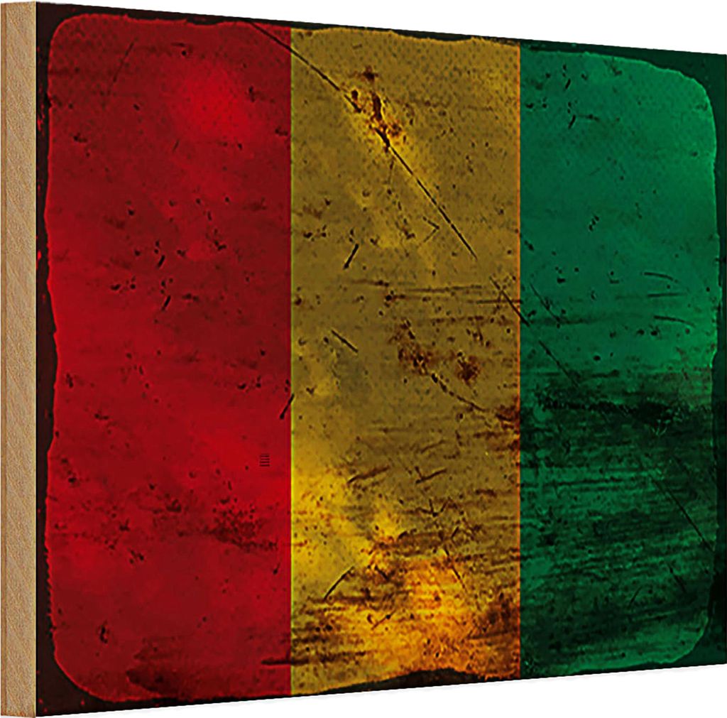 Holzschild Flagge Guinea 30x20cm Flag of Guinea Rost