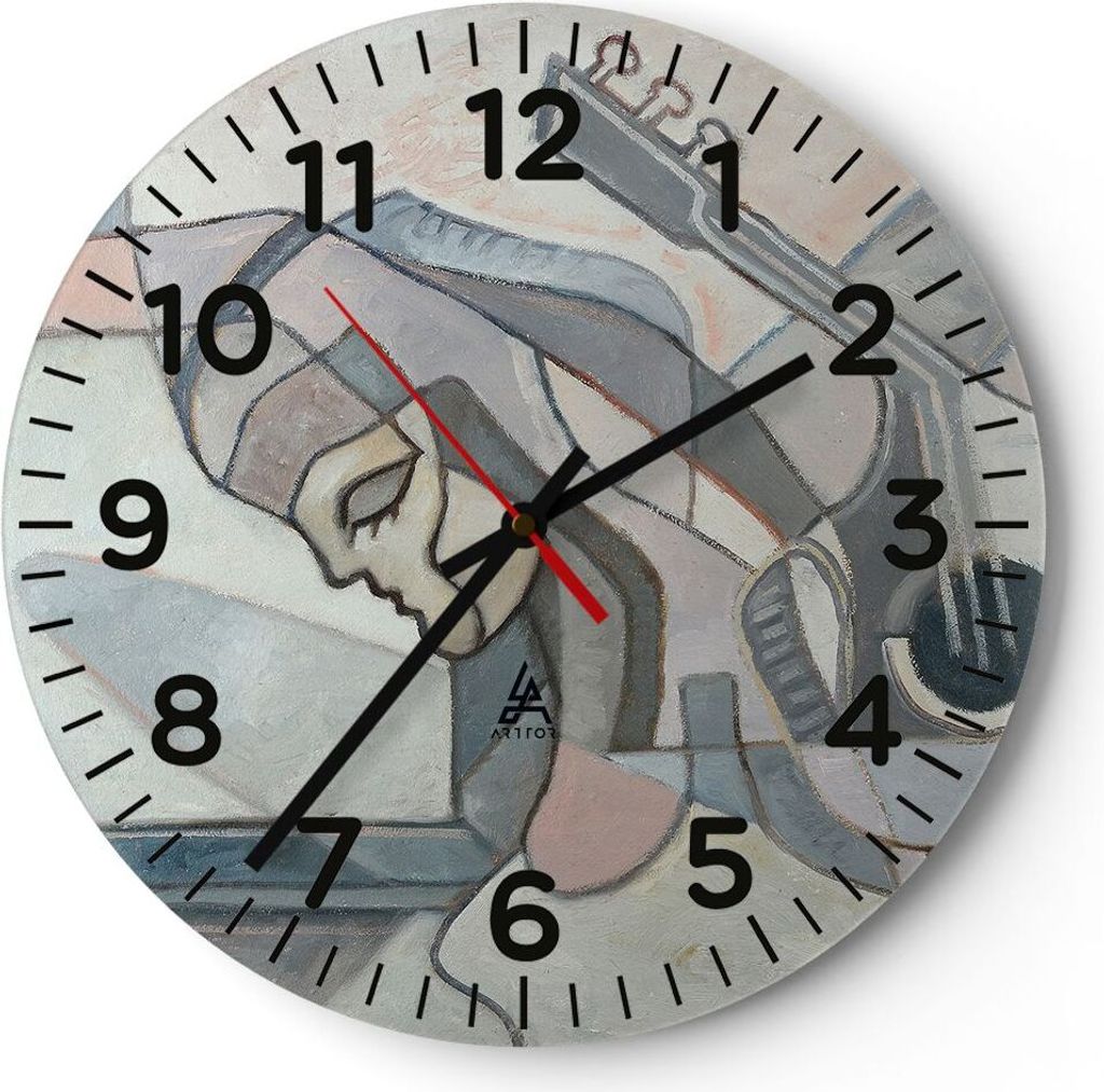Wanduhr - Rund - Glasuhr - Abstraktion modern - 30x30cm - Schleichendes Uhrwerk - Lautlos - zum Aufhängen bereit - Dekoration Modern - Wanddekorat...