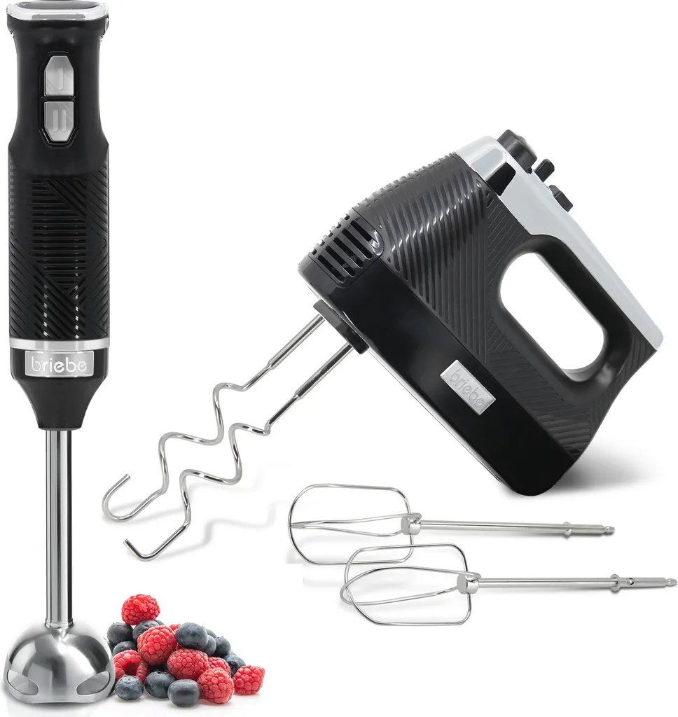 Set Briebe SKT1187BLK: Minipimer 2 Vel + Sbattitore 5 Vel Elegance