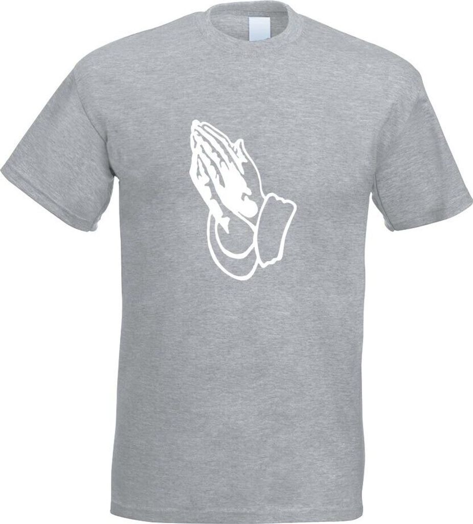 Kiwistar - T-Shirt - Graumeliert - Betende Hände Prayer Motiv Bedruckt Funshirt Design Print - mit Motiv Bedruckt - Funshirt Design - Sport - Frei...
