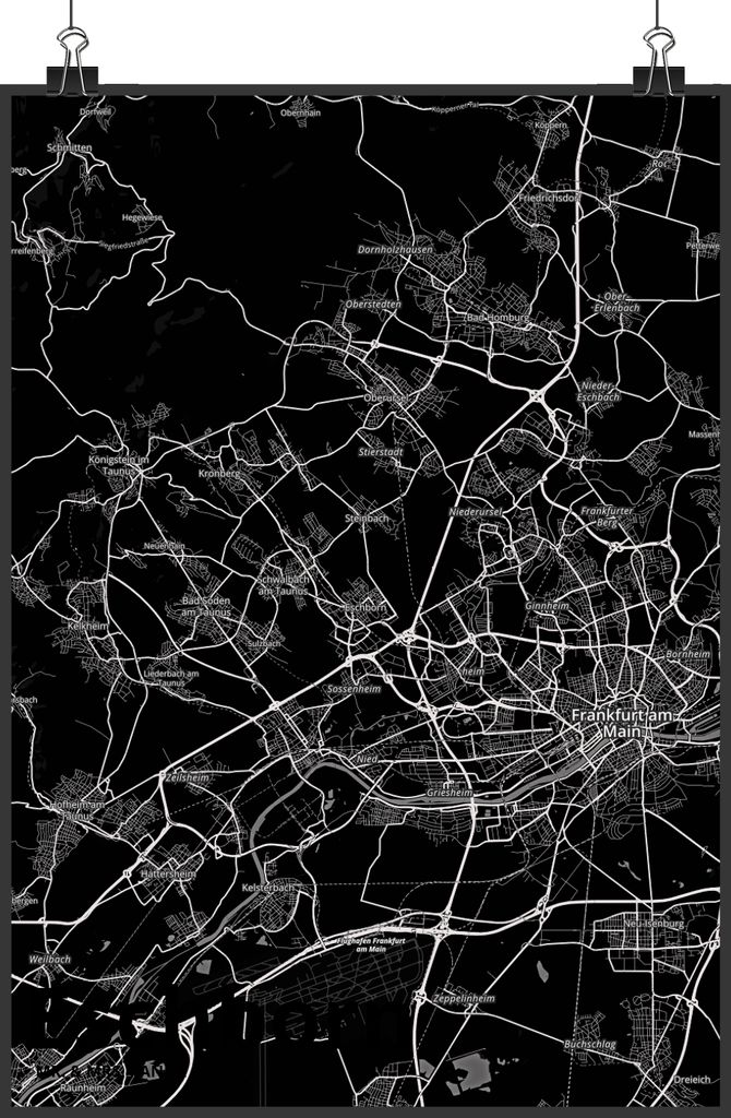 Mr. & Mrs. Panda Bild Eschborn DIN A2 - Geschenk, drucke, Wandbild, Wanddekoration, Stadt Dorf Karte Landkarte Map Stadtplan, Kunstdruck, Plakat