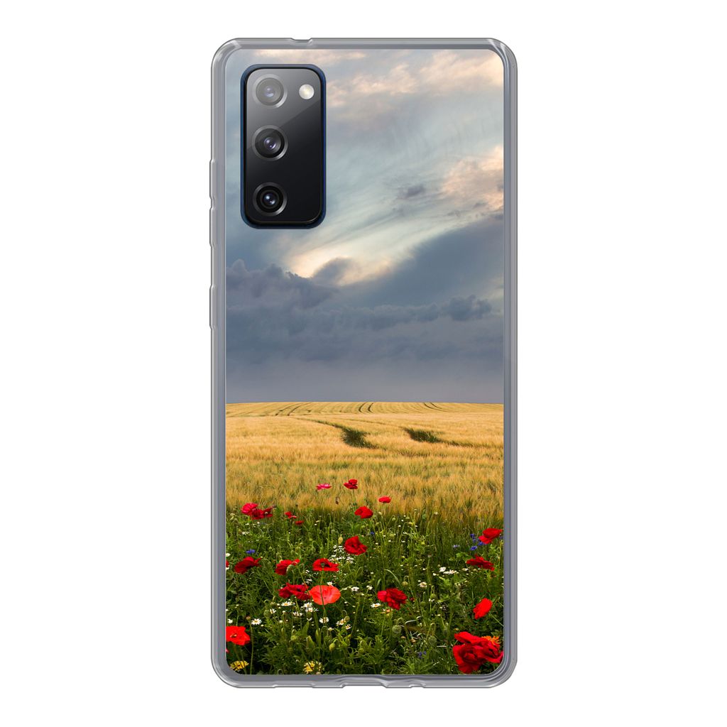 MuchoWow Handyhülle Schutzhülle Hülle für Samsung Galaxy S20 FE Blumen - Weizen - Wolken Silikon Softcase Handy Hülle - Abdeckung