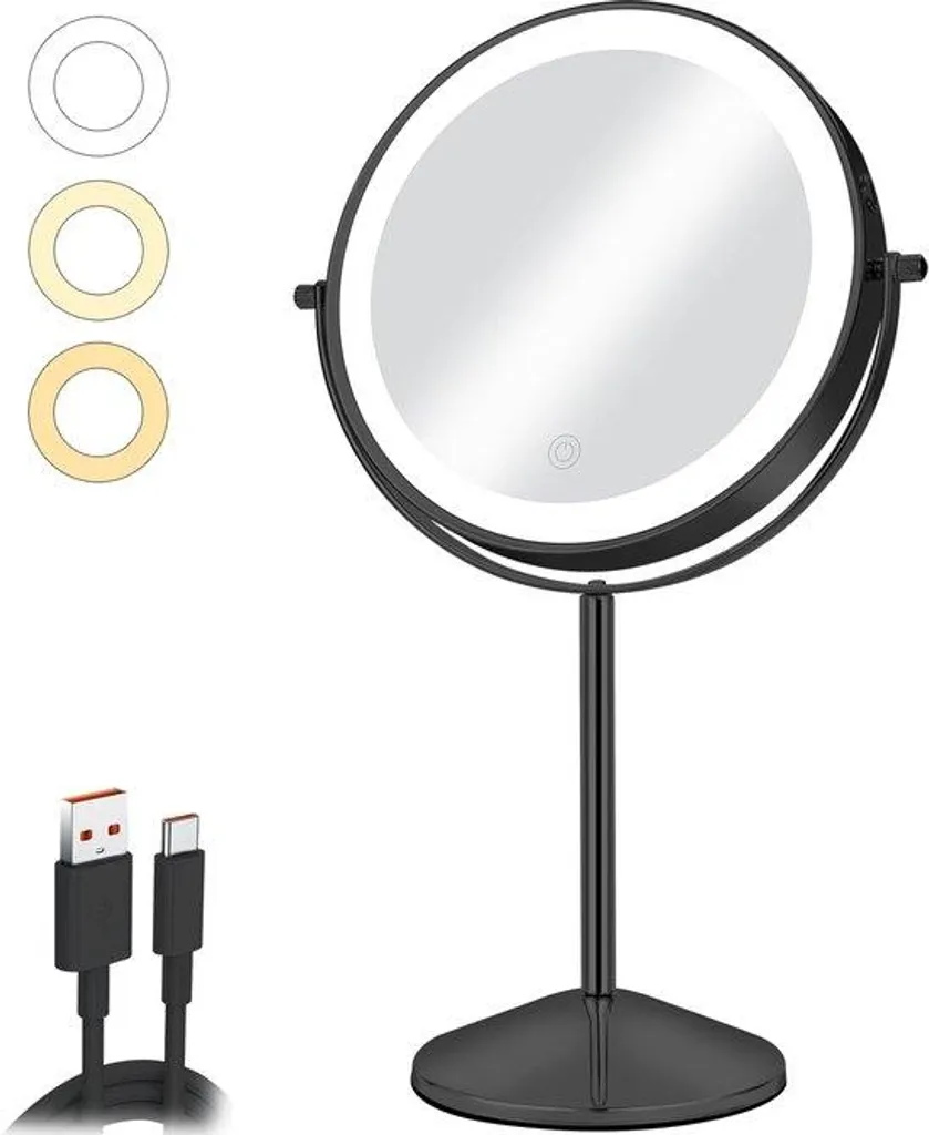 Miroir LED grossissant 10x noir : fini les zones d'ombre au maquillage