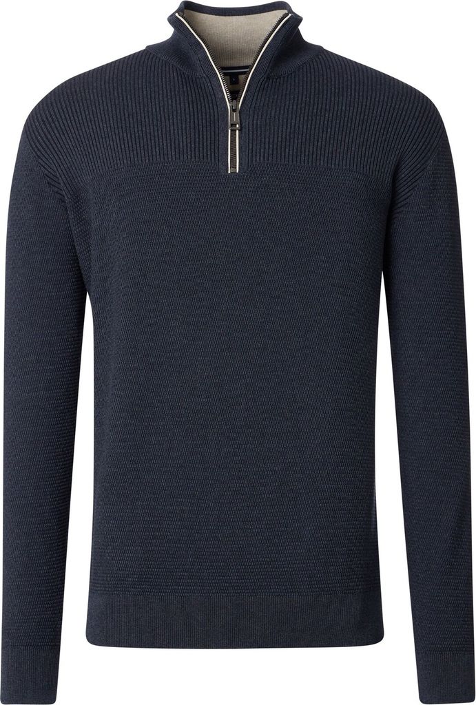 Casa Moda Halbreißverschluss-Pullover einfarbig dunkelblau weite Passform